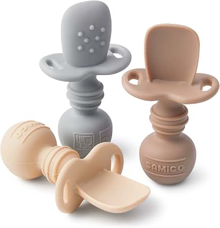 SAMiGO Silicone Baby Spoons 3-Pack, 6-12M