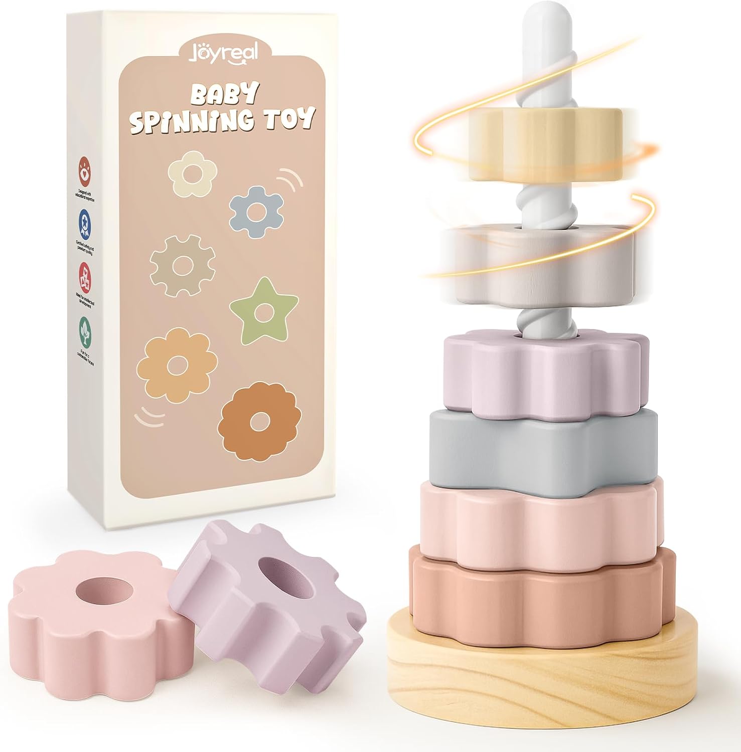 Joyreal Wooden Spinning Ring Stacker Toy