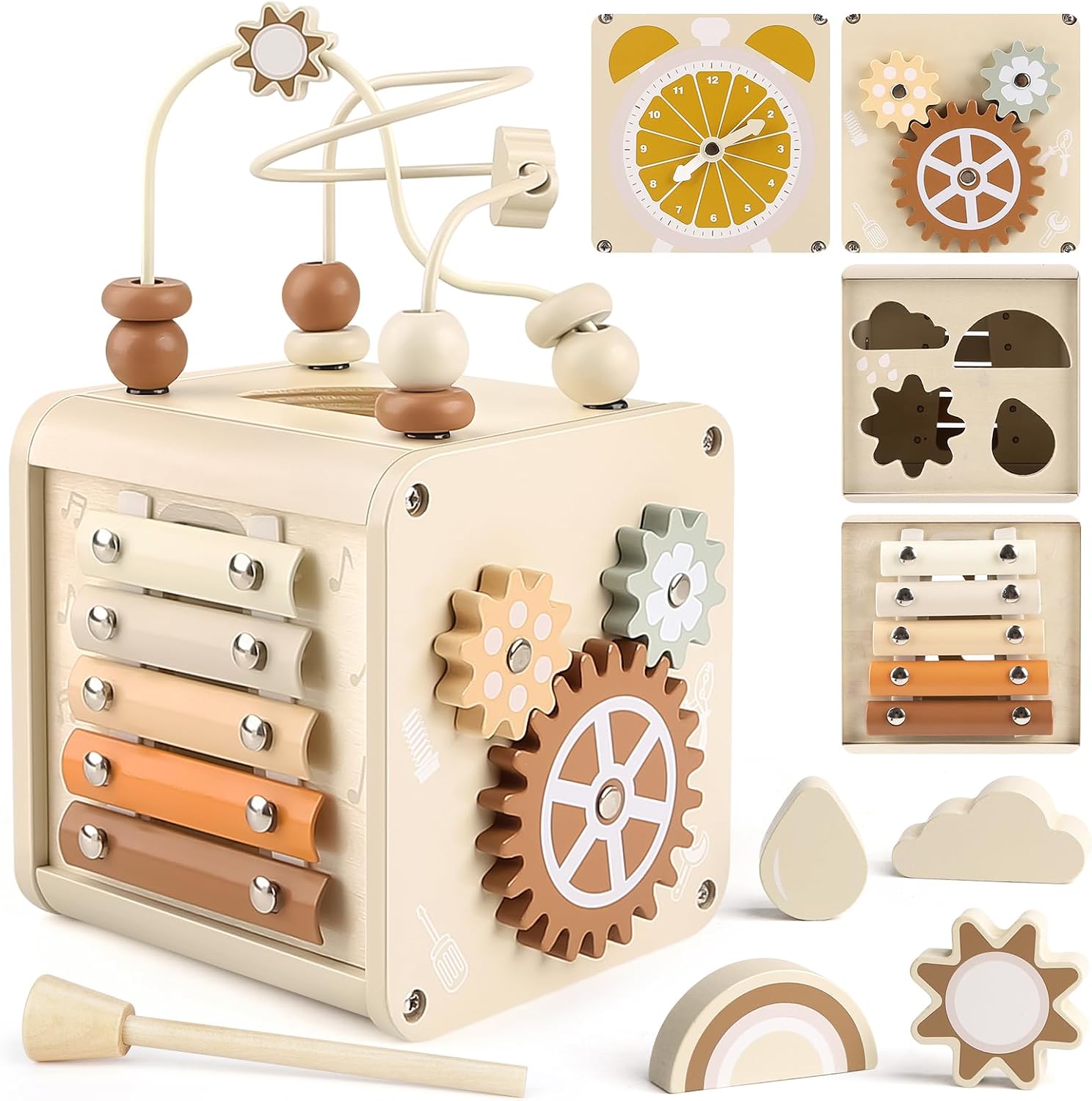 Vanplay Wooden Montessori Activity Cube Toy