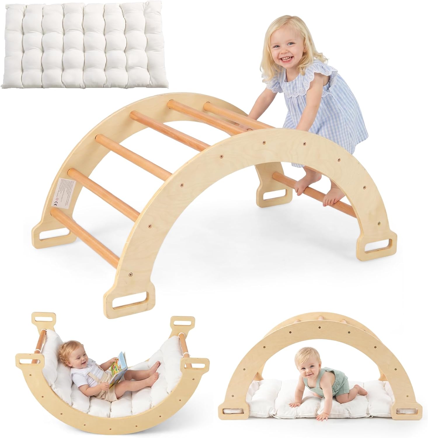 INFANS Wooden Arch Climber Rocker 4-in-1