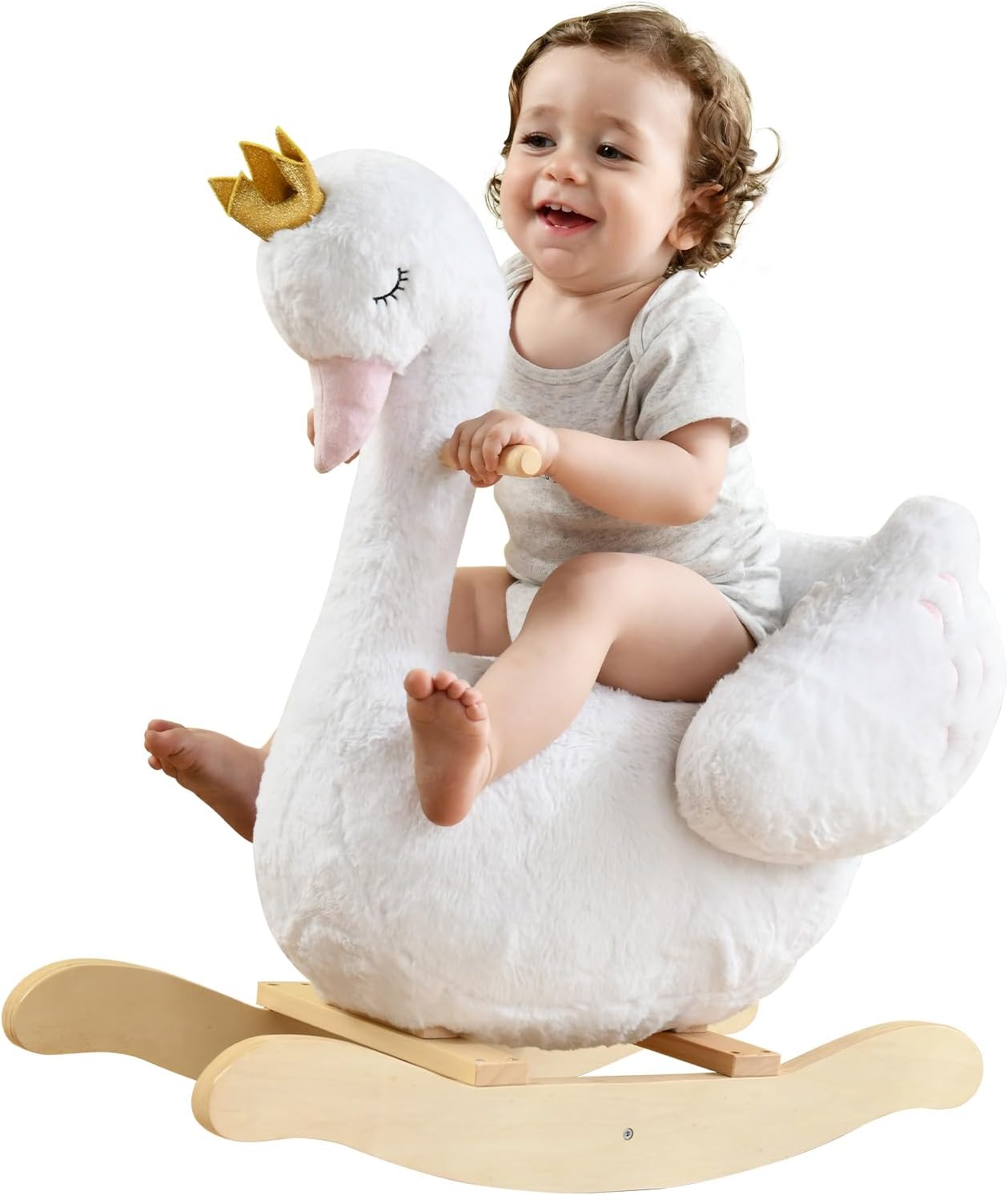 labebe Kids Rocking Horse White Swan