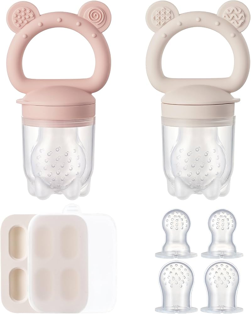 2 Pack Silicone Baby Fruit Feeder + Freezer Tray
