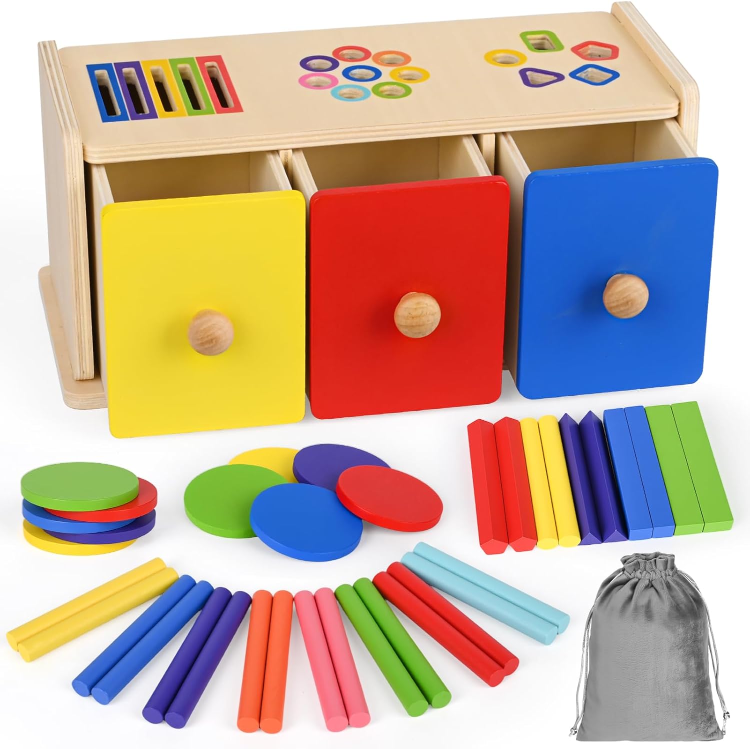 Wooden Montessori 3-in-1 Color Sorting Toy