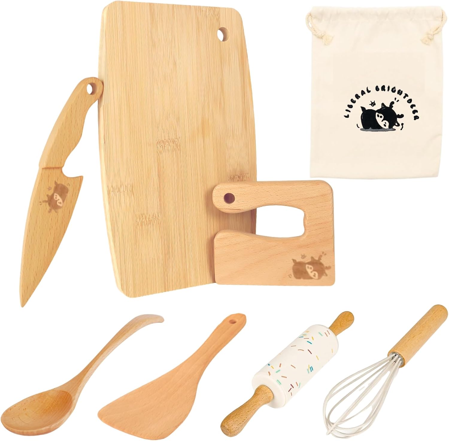Wooden Kids Safe Knife & 8PCS Baking Set
